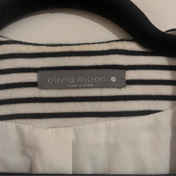 OLIVIA MOON Black & White Striped Knit Blazer: Sz M - Picture 3 of 5
